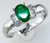 .80CT DIAMOND & AAA EMERALD 14KT WHITE GOLD OVAL & BAGUETTE FRIENDSHIP LOVE RING