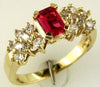 ESTATE 1.25CT DIAMOND & AAA RUBY 14KT YELLOW GOLD 3D SQUARE FRIENDSHIP LOVE RING