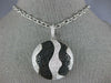 EXTRA LARGE 1.42CT WHITE & BLACK DIAMOND 18KT WHITE GOLD CIRCULAR GLOBE PENDANT