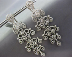 ESTATE EXTRA LARGE 6.85CT DIAMOND 14KT WHITE GOLD MULTI LEAF CHANDELIER EARRINGS