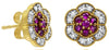 .43CT DIAMOND & AAA RUBY 14KT YELLOW GOLD CLASSIC FLOWER FILIGREE STUD EARRINGS