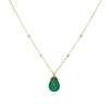 LARGE 12.22CT DIAMOND & AAA EMERALD 18KT YELLOW GOLD PEAR SHAPE & ROUND NECKLACE