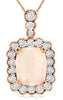 LARGE 2.0CT DIAMOND & AAA OPAL 14KT ROSE GOLD CUSHION CUT & ROUND SQUARE PENDANT