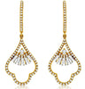 .73CT DIAMOND 14K YELLOW GOLD ROUND & BAGUETTE FLOWER TEAR DROP HANGING EARRINGS