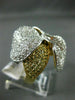 ESTATE EXTRA LARGE 3.50CT WHITE & FANCY YELLOW DIAMOND 14KT 2 TONE GOLD FUN RING