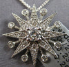 LARGE .48CT DIAMOND 18KT WHITE GOLD 3D SOLITAIRE SUNBURST STAR FLOATING PENDANT