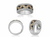 WIDE 1.01CT DIAMOND & AAA SAPPHIRE 14K 2 TONE GOLD MULTI LEAF SEMI ETERNITY RING