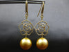 LARGE .74CT DIAMOND & AAA GOLDEN SOUTH SEA PEARL 18K YELLOW GOLD FLOWER EARRINGS