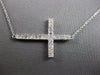 ESTATE .25CT DIAMOND 14KT WHITE GOLD 3D CLASSIC SIDEWAYS CROSS FILIGREE NECKLACE