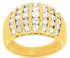 WIDE 1.69CT DIAMOND 14KT YELLOW GOLD CLASSIC MULTI ROW CHANNEL ANNIVERSARY RING