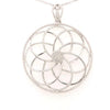 ESTATE LARGE .69CT DIAMOND 18KT WHITE GOLD FLOWER CIRCULAR FUN FLOATING PENDANT