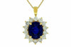 ESTATE LARGE 9.40CT DIAMOND & AAA EXTRA FACET SAPPHIRE 14KT YELLOW GOLD PENDANT