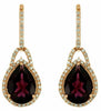 4.40CT DIAMOND & AAA RHODOLITE 14KT ROSE GOLD PEAR SHAPE HALO LEVERBACK EARRINGS