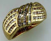 1CT DIAMOND 14KT YELLOW GOLD ROUND & BAGUETTE MULTI ROW CHANNEL ANNIVERSARY RING