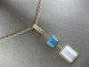 ESTATE .10CT DIAMOND TURQUOISE & WHITE QUARTZ 14KT YELLOW GOLD FLOATING PENDANT