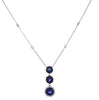 ESTATE 6.74CT DIAMOND & AAA SAPPHIRE 18KT WHITE GOLD 3D ROUND HALO LOVE NECKLACE