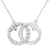 .16CT DIAMOND 14KT WHITE GOLD DOUBLE HEART CIRCLE OF LIFE LOVE KNOT FUN NECKLACE