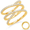 ESTATE .59CT DIAMOND 14KT YELLOW GOLD 3D MULTI ROW CRISS CROSS SNAKE FUN RING