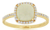 1.05CT DIAMOND & AAA OPAL 14KT YELLOW GOLD CUSHION & ROUND SQUARE HALO LOVE RING