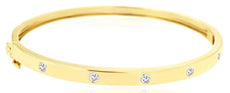 .36CT DIAMOND 14KT YELLOW GOLD ROUND CLASSIC ETOILE 5 STONE CUFF BANGLE BRACELET