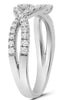 ESTATE .33CT DIAMOND 14KT WHITE GOLD 3D DIAMOND CUT CRISS CROSS X LOVE RING
