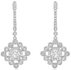 .82CT DIAMOND 14K WHITE GOLD 3D FLOWER GEOMETRICAL FILIGREE FUN HANGING EARRINGS