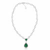 ESTATE LARGE 24.9CT DIAMOND & AAA EMERALD 18K 2 TONE GOLD LARIAT TENNIS NECKLACE