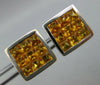 LARGE 3.43CT AAA YELLOW SAPPHIRE 18K WHITE GOLD PRINCESS INVISIBLE STUD EARRINGS