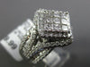LARGE 1.50CT DIAMOND 14K WHITE GOLD ROUND & PRINCESS SQUARE HALO ENGAGEMENT RING
