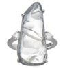 LARGE 7.74CT DIAMOND & AAA SAPPHIRE 18KT WHITE GOLD ROUGH CUT 3 STONE FUN RING