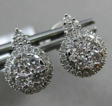 ESTATE .58CT ROUND DIAMOND 18KT WHITE GOLD 3D CLUSTER HALO STUD EARRINGS F/G VS