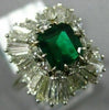 ESTATE LARGE 5.0CT DIAMOND & AAA EMERALD PLATINUM 3D CLASSIC HALO BALLERINA RING