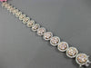 ESTATE WIDE 11.49CT WHITE & PINK DIAMOND 18KT 2 TONE GOLD FLOWER TENNIS BRACELET