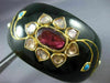 ANTIQUE LARGE ROSE CUT DIAMOND & TOURMALINE 22KT YELLOW GOLD FLOWER BANGLE 24327