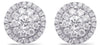ESTATE .52CT DIAMOND 14KT WHITE GOLD 3D CLASSIC FLOWER HALO STUD EARRINGS