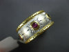 WIDE 1CT AAA RUBY 18KT 2 TONE GOLD MATTE & SHINY SUNBURST FILIGREE ETERNITY RING
