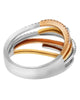 ESTATE WIDE .60CT DIAMOND 18KT TRI COLOR GOLD MULTI ROW WEDDING ANNIVERSARY RING