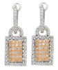 1.04CT DIAMOND 14KT WHITE & ROSE GOLD 3D PAVE LOVE KNOT CLIP ON HANGING EARRINGS