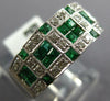 WIDE 1.47CT DIAMOND AAA EMERALD 14K WHITE GOLD ROUND & PRINCESS ANNIVERSARY RING