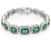 LARGE 19.25CT DIAMOND & AAA EMERALD 18K 2 TONE GOLD ROUND & EMERALD CUT BRACELET