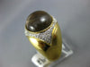 LARGE 1.58CT DIAMOND & AAA CABOCHON SMOKY TOPAZ 18KT YELLOW GOLD FLOWER FUN RING