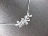 ESTATE .21CT DIAMOND 14KT WHITE GOLD 3D TRIPLE FLOWER LOVE NECKLACE #28158