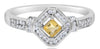 .34CT DIAMOND & AAA CITRINE 14KT WHITE GOLD EMERALD CUT & ROUND GEOMETRICAL RING