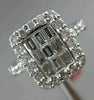 ESTATE LARGE 1.02CT ROUND & BAGUETTE DIAMOND 18KT WHITE GOLD 3D ENGAGEMENT RING
