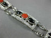 ANTIQUE LARGE 1.20CT ROSE CUT DIAMOND AAA ONYX & CORAL 18KT WHITE GOLD BRACELET