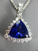 MASSIVE 7.05CT DIAMOND & AAA TANZANITE 14KT WHITE GOLD TRILLION FLOATING PENDANT