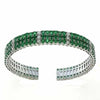 LARGE 14.02CT DIAMOND & AAA EMERALD 18KT WHITE GOLD 3D MULTI ROW BANGLE BRACELET