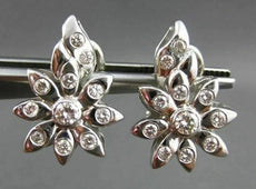 ANTIQUE LARGE .85CT DIAMOND 14KT W GOLD ETOILE FLOWER CLIP ON EARRINGS #ELV22