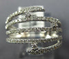 LARGE .65CT DIAMOND 14KT WHITE GOLD 3D MULTI ROW CRISS CROSS ETOILE SNAKE RING