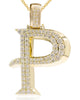 ESTATE EXTRA LARGE 1.71CT DIAMOND 14K YELLOW GOLD P INITIAL FUN FLOATING PENDANT